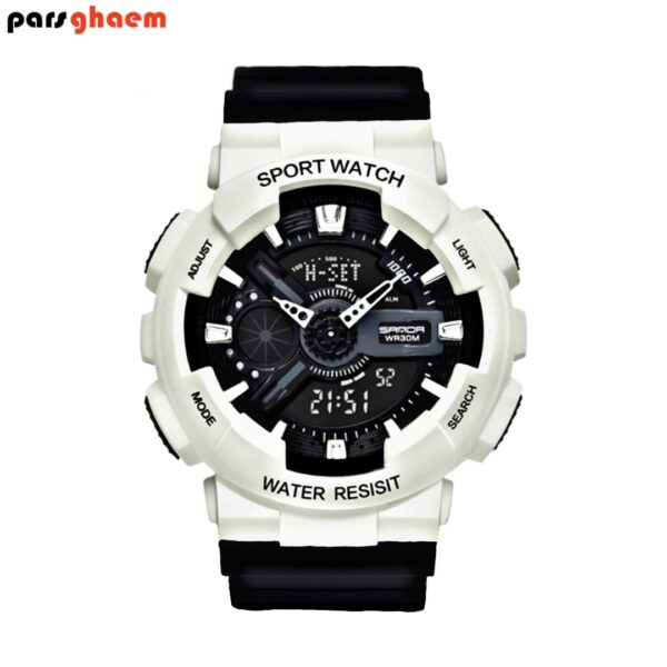 ساعت مچی sport watch طرح جی شاک دبل تایم سیاه سفید