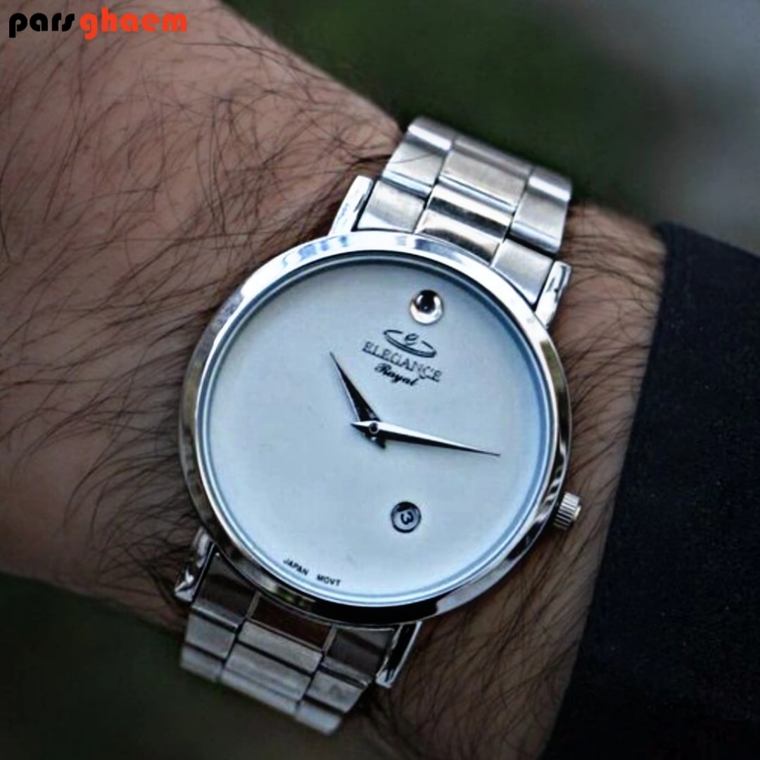 ساعت مچی مردانه ELEGANCE رایال نقره ای صفحه سفید - تصویر 4