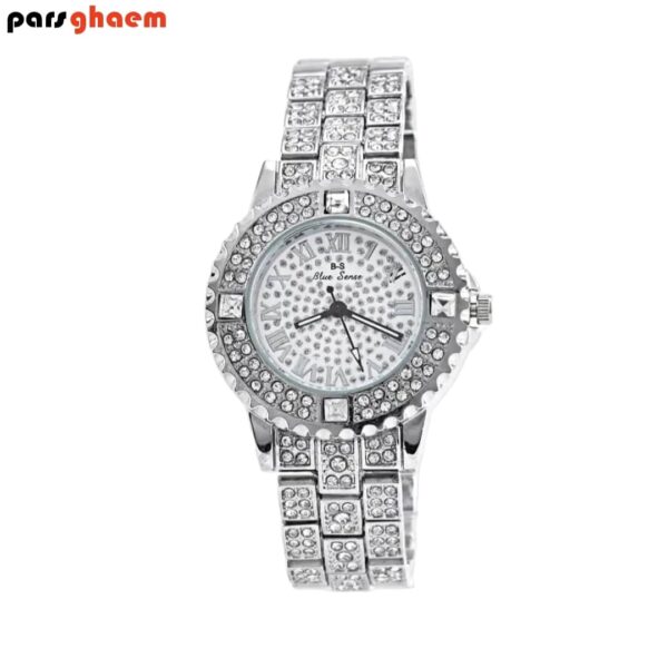 ساعت مچی زنانه و دخترانه Blue Sense طرح یونانی نگین دار نقره ای