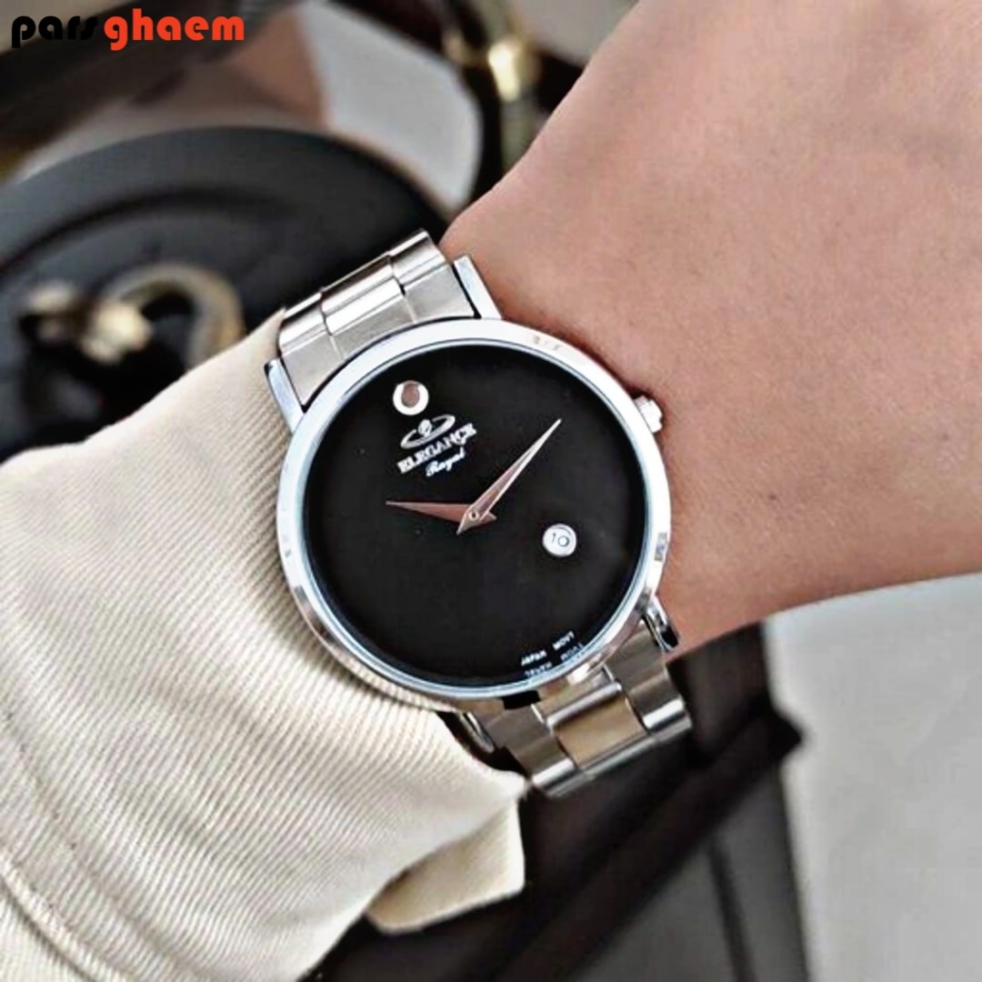 ساعت مچی مردانه ELEGANCE رایال نقره ای صفحه مشکی - تصویر 2