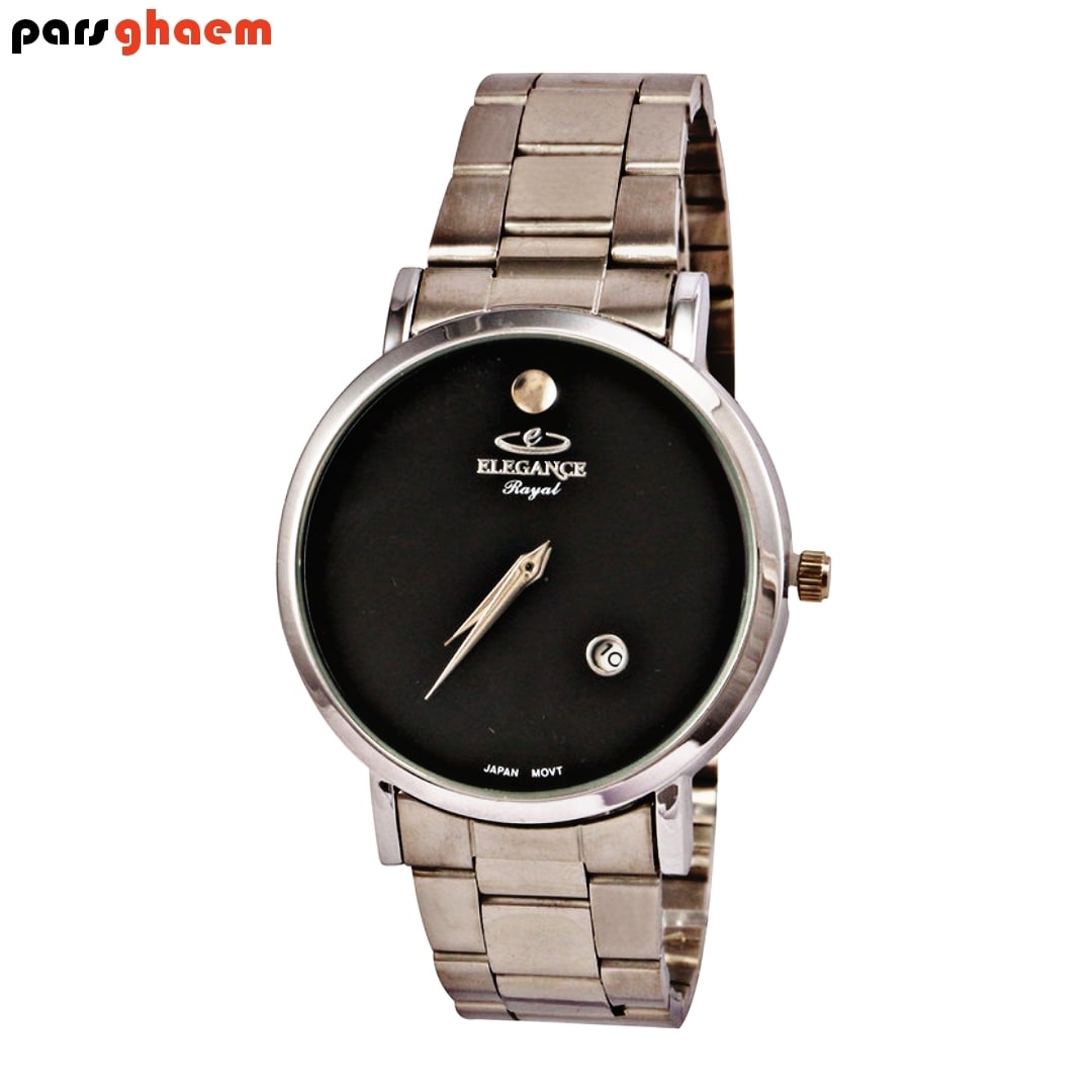 ساعت مچی مردانه ELEGANCE رایال نقره ای صفحه مشکی