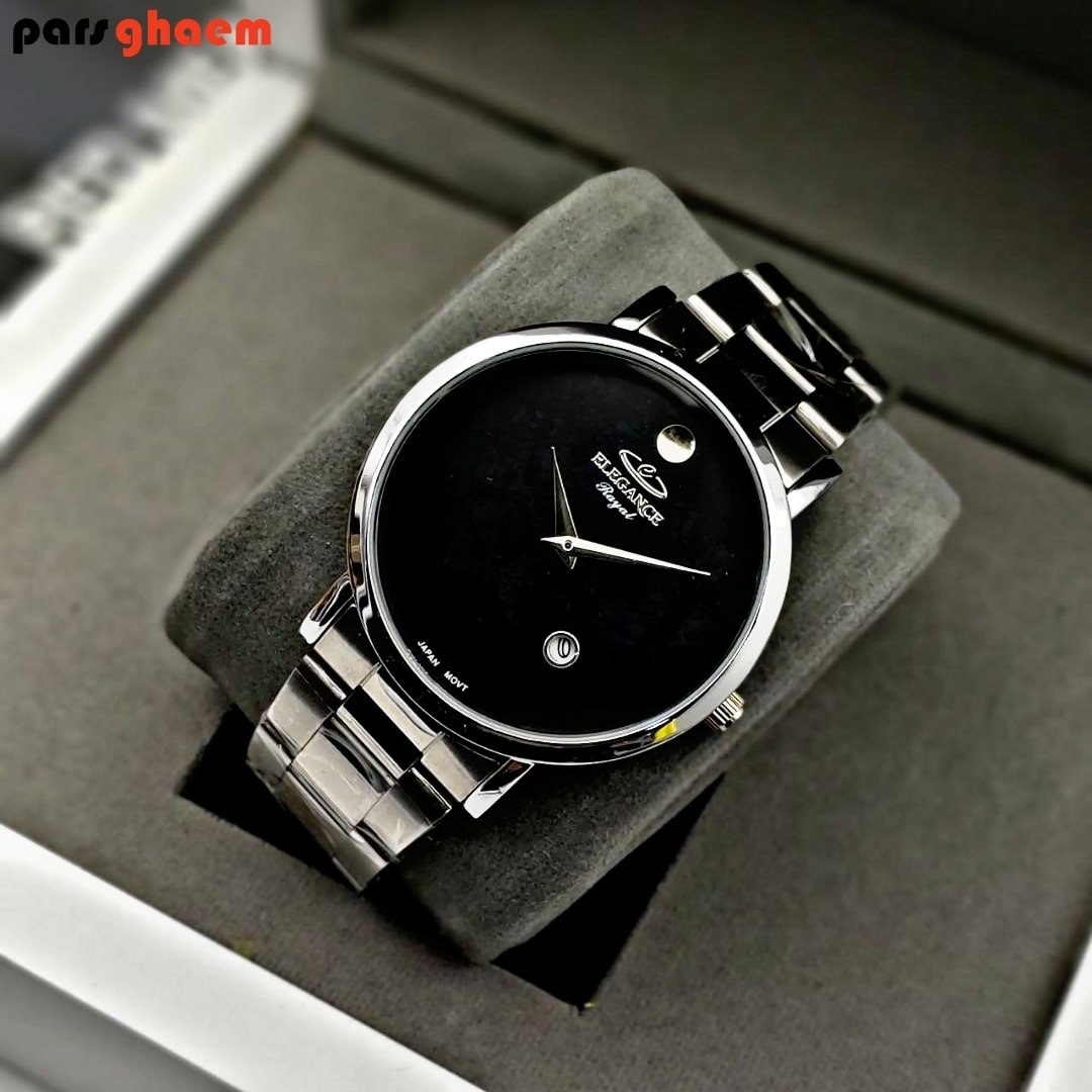 ساعت مچی مردانه ELEGANCE رایال نقره ای صفحه مشکی - تصویر 4