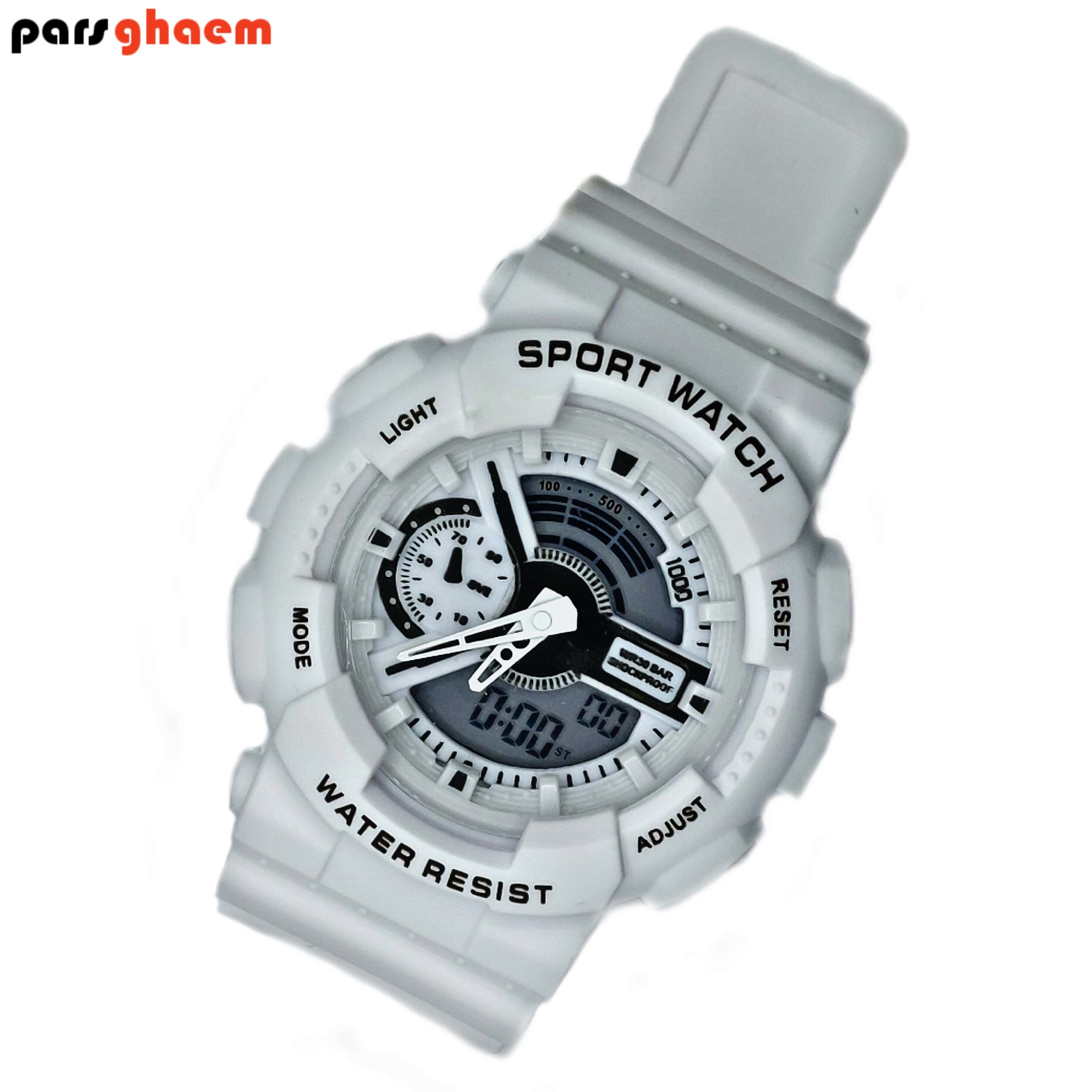 ساعت مچی sport watch طرح جی شاک دبل تایم سفید