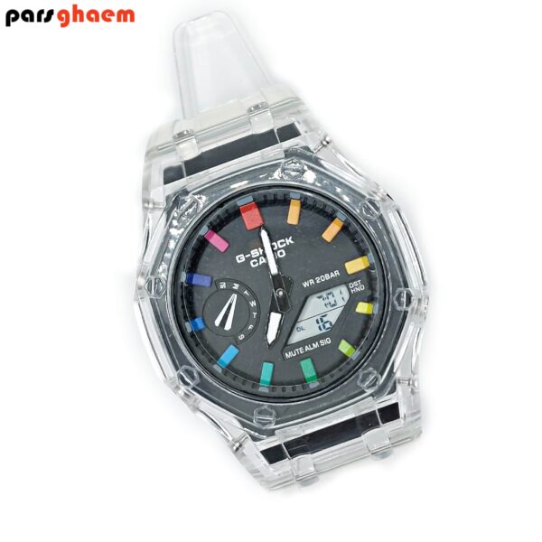 ساعت مچی اسپرت G_SHOCK CASIO شیشه ای بدون رنگ دو زمانه ضد آب