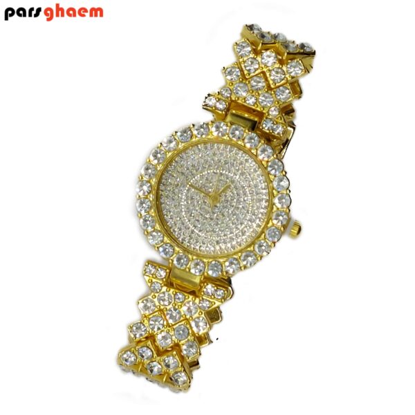 ساعت مچی زنانه و دخترانه ROYAL CROWN نگین دار طلایی