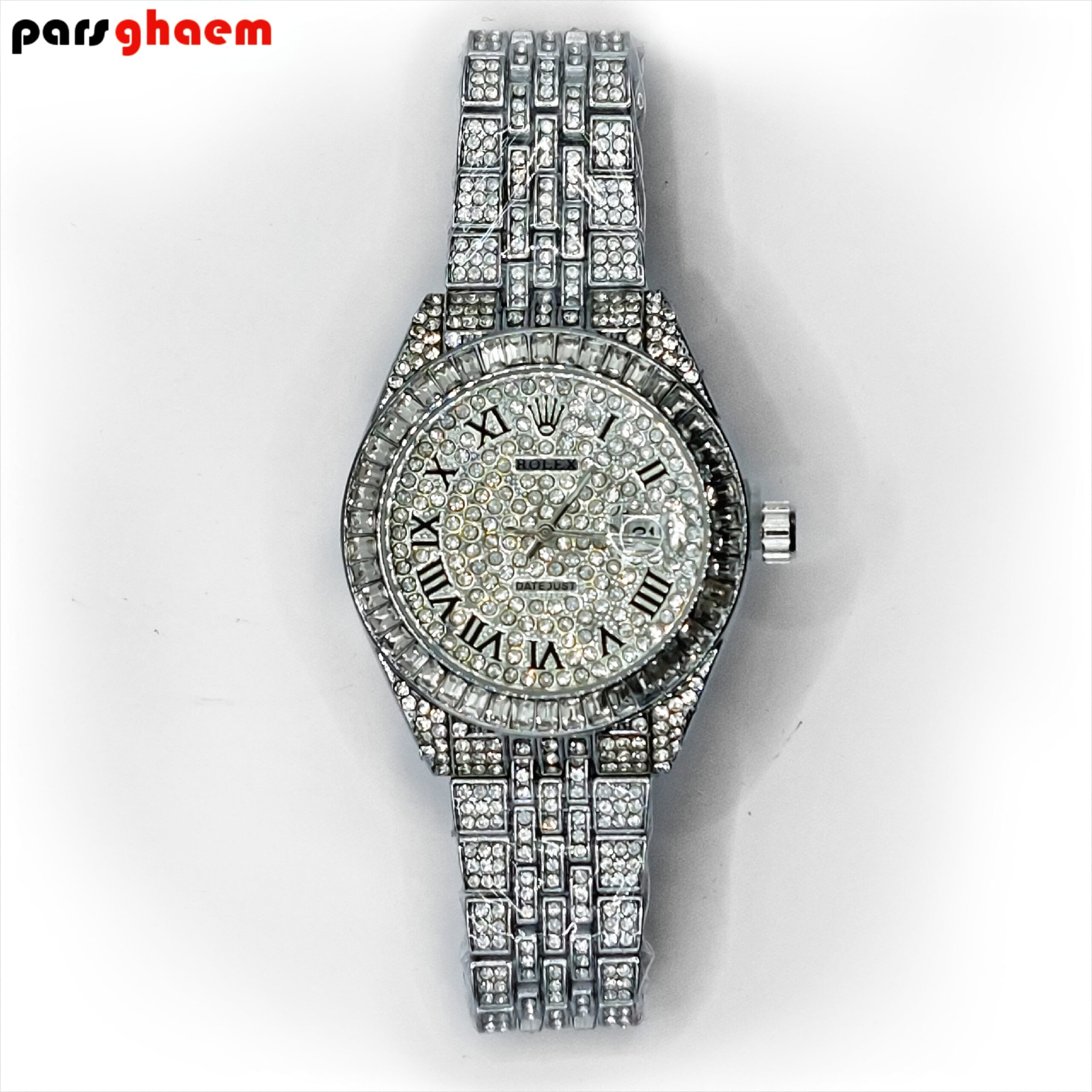 ساعت مچی زنامه و مردانه ROLEX فول نگین نقره ای