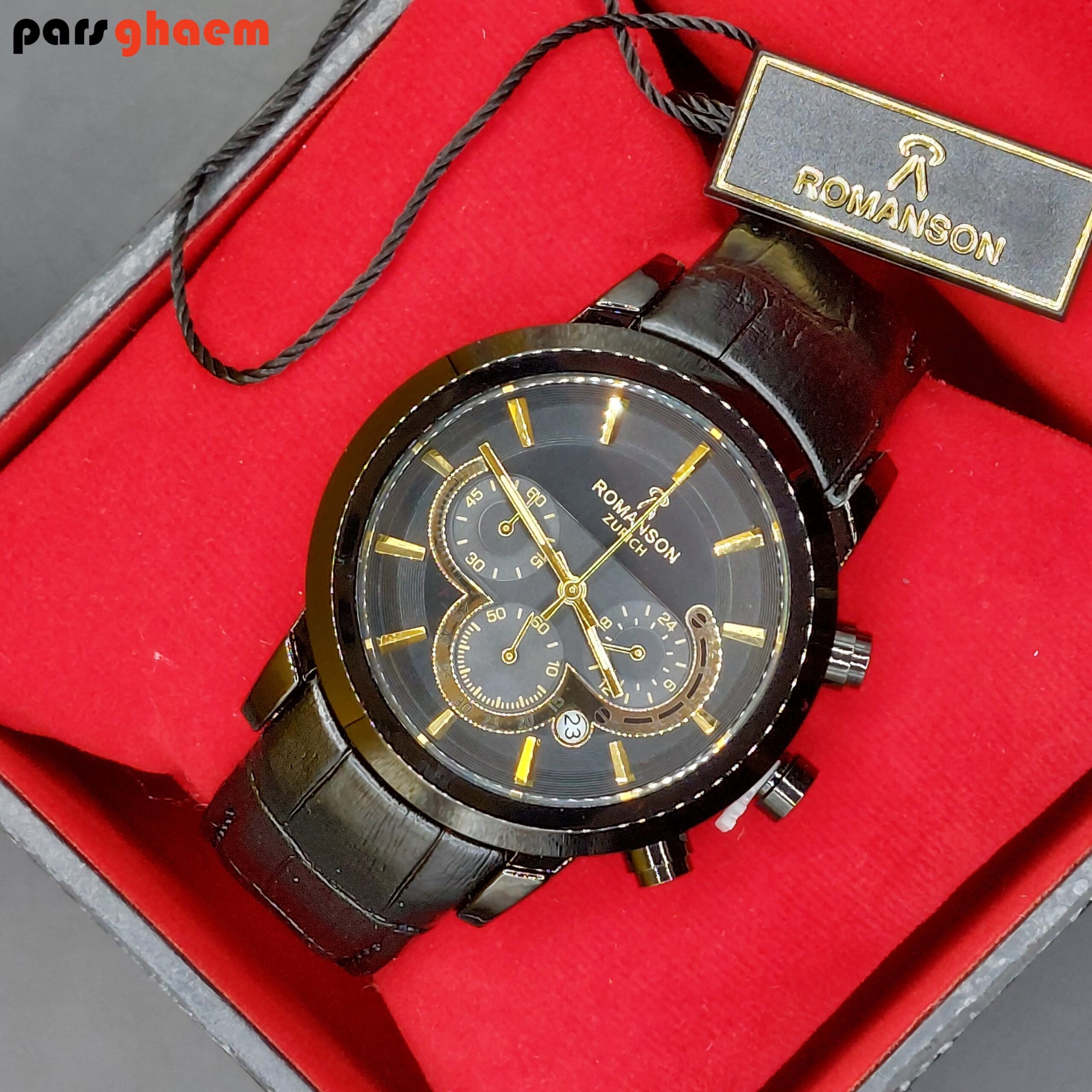 ساعت مچی مردانه رومانسون زوریخ سه موتوره کامل مشکی - تصویر 3